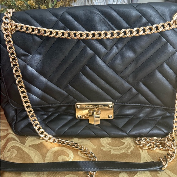 MICHAEL Michael Kors Black Quilted Shoulder Bag with Gold Chain - Picture 2 of 3